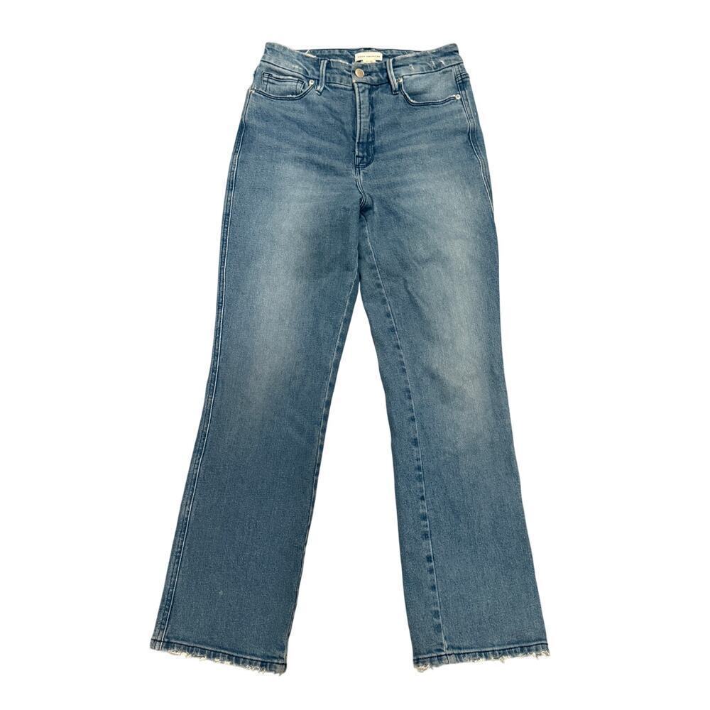 Good American High Rise Straight Leg Jeans 27x28 Stretch Quality Denim Chic
